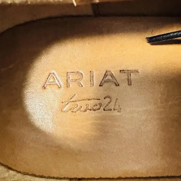 Ariat Shoes Mens 8.5 Black Leather Two24 Oxford Vibram Sole Casual Sneakers